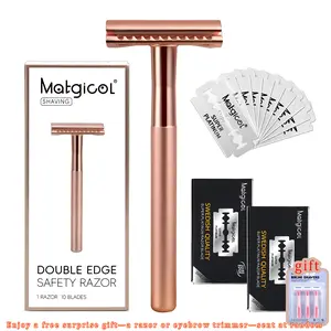 Safety Razor for Men & Women Shaving with 10 Count Double Edge Safety Razor Blades