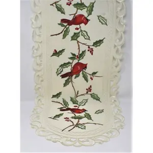 212 MAIN Printed Cardinal Polyester Table Runner, 16x36 in, Machine-Washable Household Textile for Coffee Table Decor