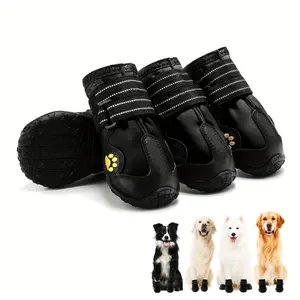 4pcs Large Dog Boots - Breathable Paw Protector Boots for Summer Hot Pavement, Winter Snow, Outdoor Walking, Indoor Hardfloors with Anti-Slip Sole for Comfortable and Safe Pet Walking