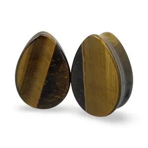 Tiger Stone Double Flare Teardrop Plugs gauges pair body jewelry tunnels