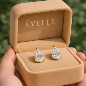 Évelle Pear Cut Stud Earrings | Silver & Gold Plated |