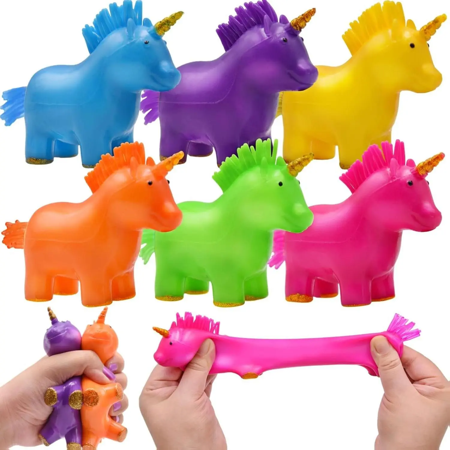 BPA-Free Phthalate-Free Unicorn Squishies 6-Pack, Unisex Kids' Stress Relief Toys, Ideal for Christmas Stocking Stuffers, Birthday Party Favors (Note: Avoid Eating for Safety)