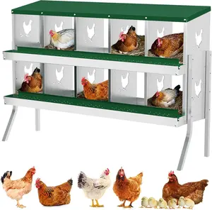 10-Hole Chicken Nesting Box, Rustproof Galvanized Steel Roll-Out Egg Collection with Vented Design, Laying Box for Hens, Poultry Coop Accessories for Egg Layers