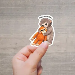 Punch the Monkey Sticker, Viral Baby Monkey Inspired, Waterpoof decal, vinyl journal sticker, best friend, emotional support, Laptop Water Bottle Decal Sticker