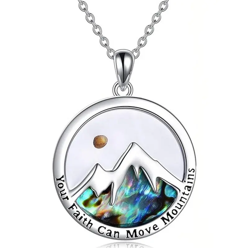 Unisex Mustard Seed Pendant Necklace with Inspirational Mountain Quote, Durable Alloy Chain, Casual Christian Jewelry for Daily Wear, Motivational, Meaningful Gifts, Casual Wear, Mountain Theme, Durable Crafted, "Faith Moves Mtns", Faith Gift For Special