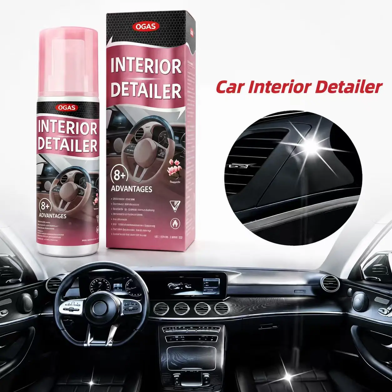 [1/2Pack Car Interior Detailer and Protectant withUV Protection] Car Interior Maintenance &Cleaning, Non-Greasy, Satin Finish for Leather CarSeats, Vinyl, Rubber, and Plastic, Dashboards, TrimIn Cars, Trucks & Suvs - 100ml0