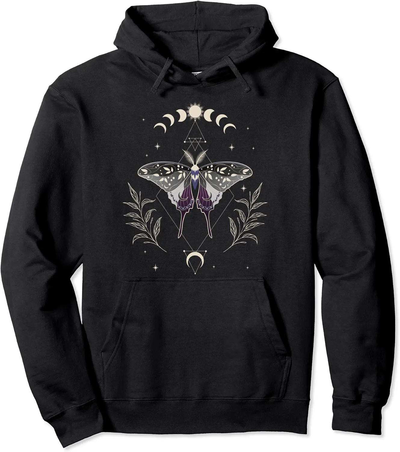 Asexual Luna Moth Cottagecore LGBT Ace Demisexual Pride Flag Pullover Hoodie - Jacobjbt Shop 79B0D5YKCXG1