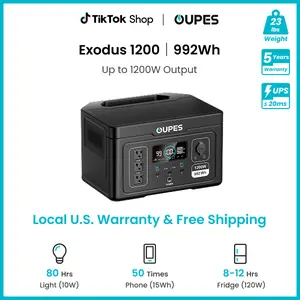OUPES Exodus 1200W 992Wh Portable Power Station 1200W Surge LiFePO4 Solar Generator Battery 23.25lbs 0-100% in 1 Hour for RV Outdoors Camping Home Backup