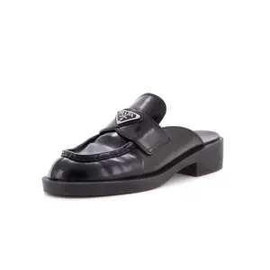 Pre-owned Prada Women's Triangle Logo Slide Mules Leather by Rebag