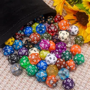 15-Piece Polyhedral Dice Set with Pouch, Multicolored Assortment for Rpg & Mtg Games, 20-Sided Dices for Role-Playing Enthusiasts