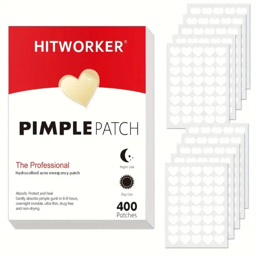 Pimple Patches - Day & Night    400pcs       100% drug free,     hydrocolloid acne stickers, for ALL SKIN TYPES and easy peel