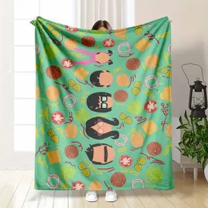 Burger Family Flannel Blanket Cartoon Food Print Soft and Warm Lightweight and Cozy Perfect for Sofa Bed Travel Camping and Makes a Great Gift for Food Lovers and Cartoon Fans It is an excellent gift for children, family and friends