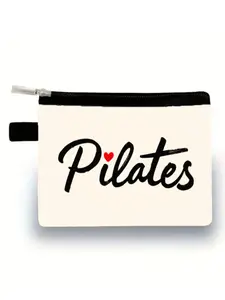 Pilates Heart Zipper Coin Purse, Fitness Enthusiast Storage Bag, Ideal Gift for Pilates Lovers, Casual Print, All Seasons Use