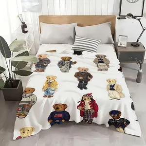 Character polo bear Throw Ultra Soft Flannel Throw Blanket - Kid Friendly Warm Anti-Static Medium Thickness | All Season Machine Washable Fade Resistant for Couch Bed Home Decor