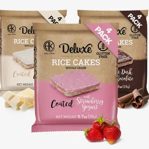 Deluxe & Bla Bla Chocolate Covered Rice Cakes 12 Pack – Whole Grain, Gluten-Free, Kosher Snack – Low-Calorie & Crunchy – Coated with Dark & White Chocolate & Strawberry Yogurt (19g Each)