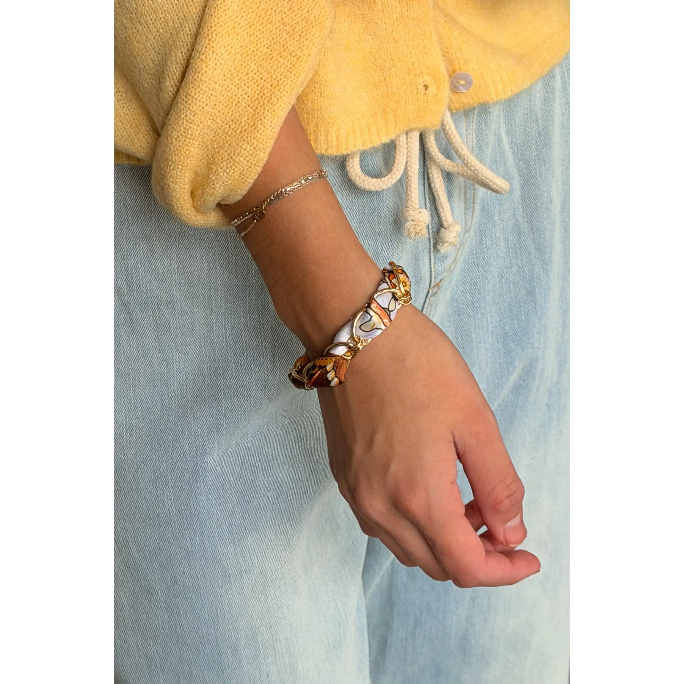 Nova Brown & Orange Scarf Chain Bracelet