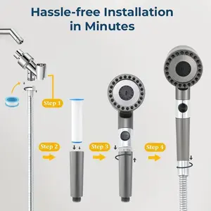 3-Setting Handheld Shower Head with Massage Function & Water Boost — Comes with 5 Filter Cartridges