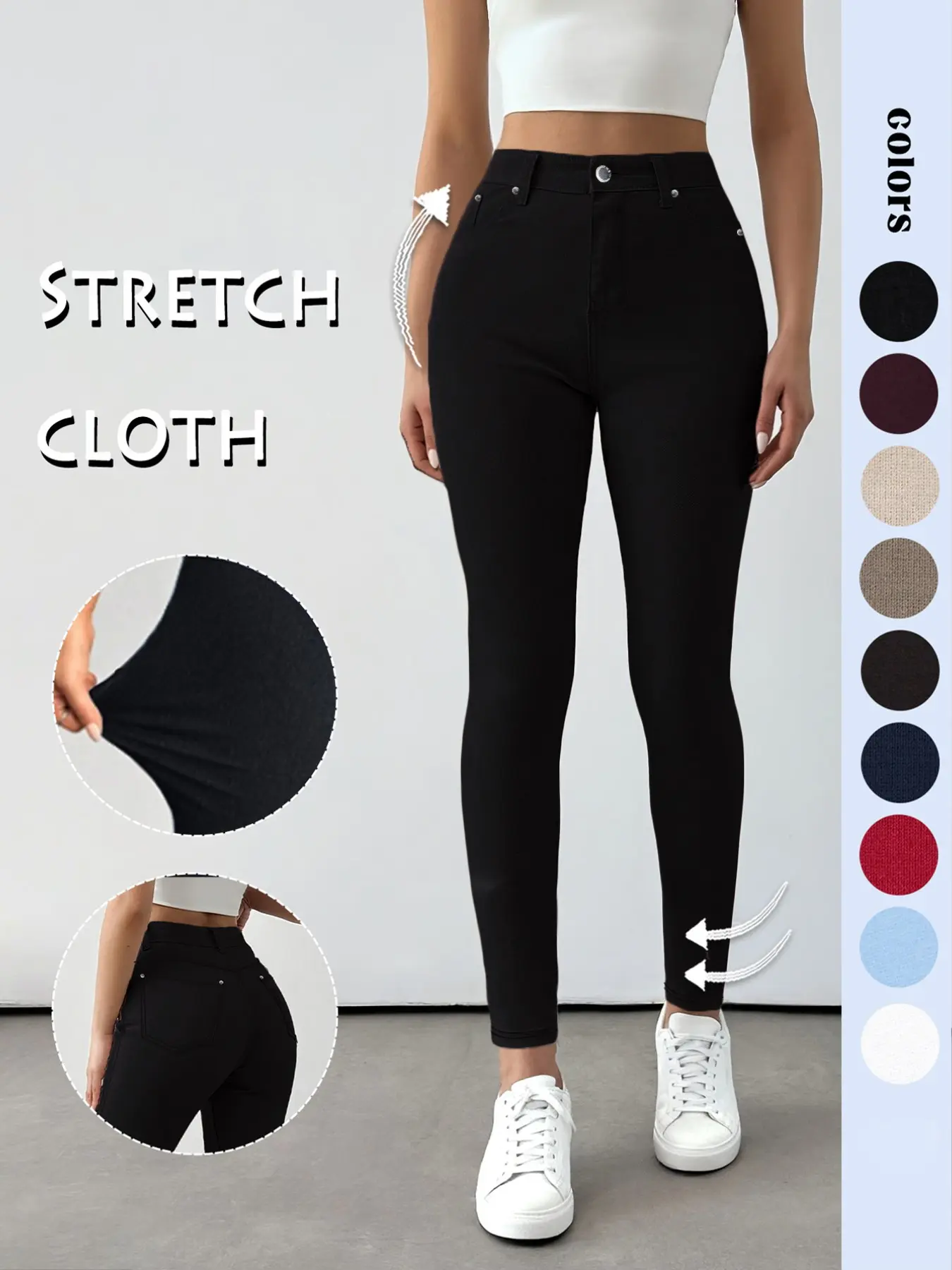GILIPUR Y2K Women's Plain Button Fly Leggings with Pockets, Casual Comfy Skinny Pants for Yoga Gym Workout, Ladies Bottoms for Fall & Winter, T-Chic Versatile Commuter Essential, Stylish Office Wear