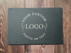 Black Slate Engraved With Logo | Custom Logo Cutting Board | Restaurant Branding