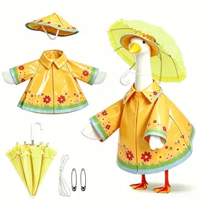 Goose Raincoat Set – Fits 23" Statue, Waterproof with Umbrella Hat, Patio Garden Decor