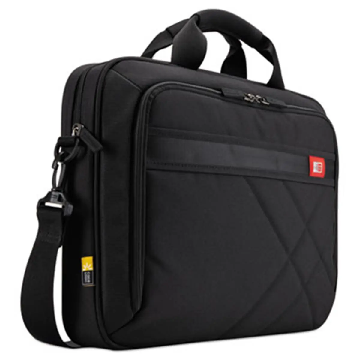 Case Logic 17-Inch Diamond Business Laptop Briefcase with Laptop Compartment, Padded Pockets, and Detachable Strap, Black, Double Handle, Zipper, Multi-Function