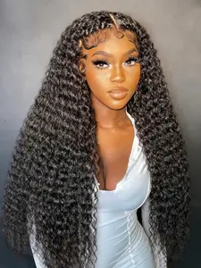250% Curly Wigs 13x6 HD Lace Frontal Wig 100% Human Hair Pre Plucked Natural Hairline Deep Wave 13x6 Lace Front Human Hair Wigs on Sale