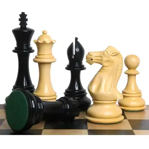 6.3" Jumbo Pro Staunton Luxury Chess Set- Chess Pieces Only - Ebony Wood - Triple Weight