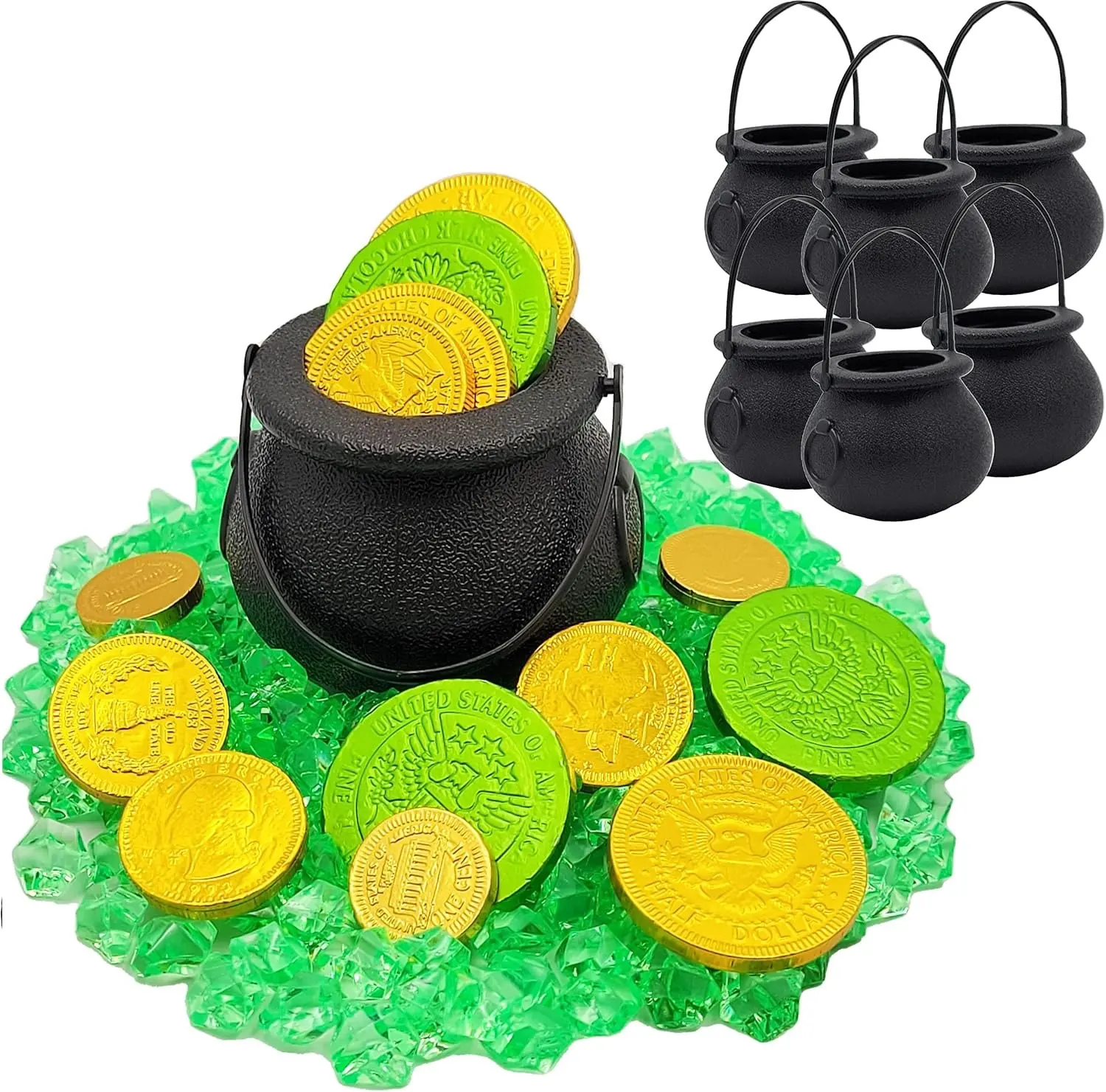 Black Candy Cauldron Kettles, Party Decoration Supplies, St. Patrick's 3" Inches (6-Pack) Witch Cauldron, Candy Bucket, Cauldron Pot