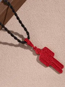 Hiphop Style Synthetic Zircon Pendant Necklace, Unisex Zinc Alloy Cuban Link Chain, Fashion Jewelry for All Seasons, Bold Design, Elegant Craftsmanship