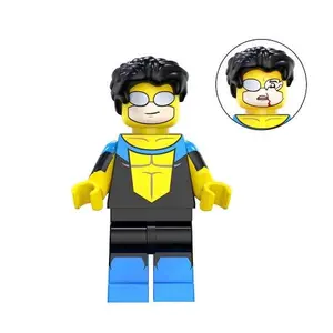 Invincible Minifigure Black Hair Glasses Interchangeable Face