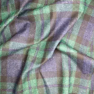 Navy & Green Plaid Suiting Woven
