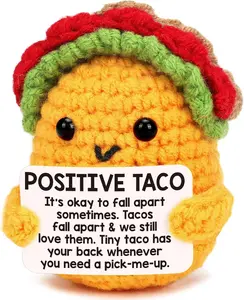 Positive Crochet Taco Birthday Gifts for Women Men Teacher Appreciation Fathers Day Graduation Gift Positive Emotional Support Knitting Plushies Adult Kids Son Mom Dad Daughter Sister Friend Coworkers Self Care Card Inspirational