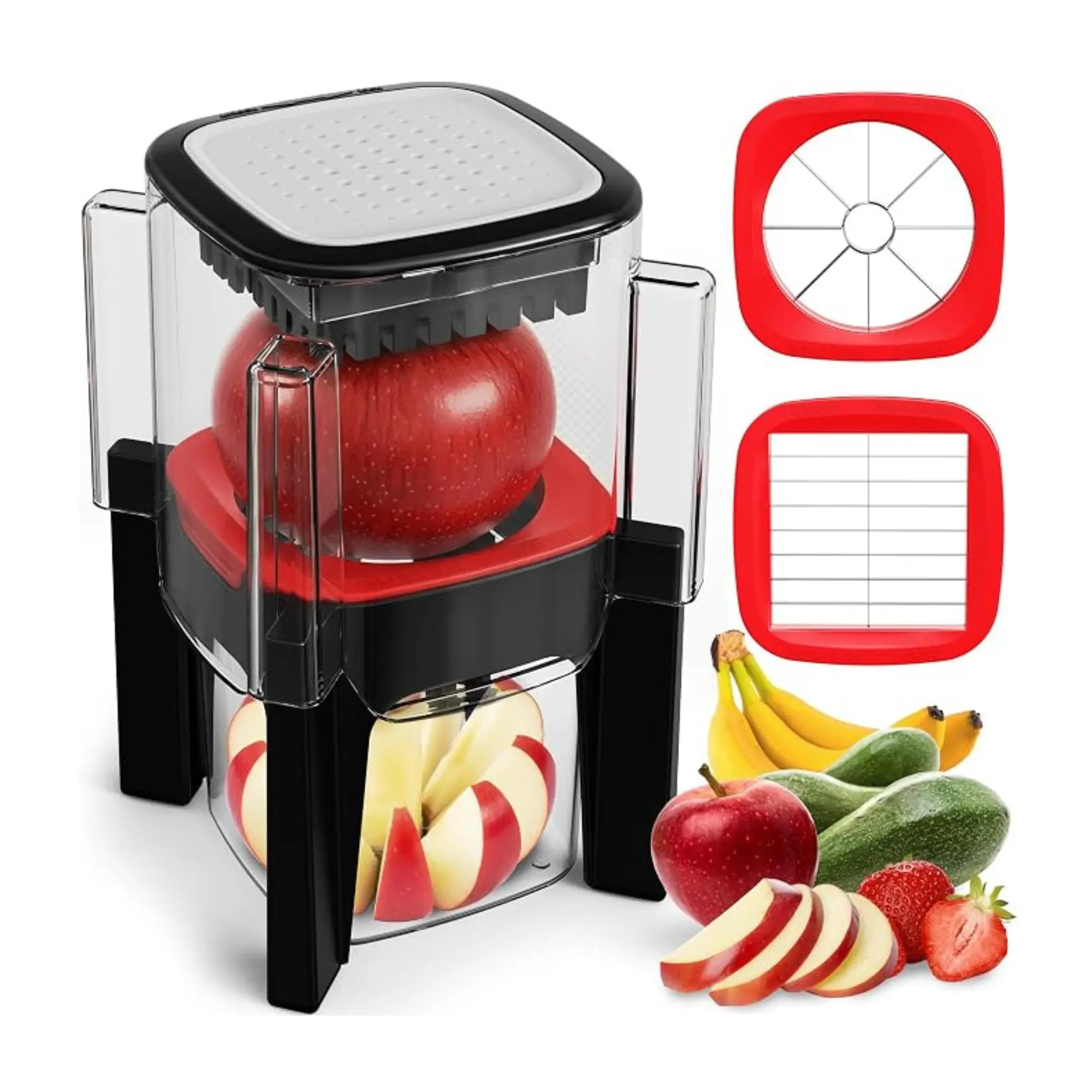 Fullstar Apple Slicer and Corer - 6.2 Inch Fruit Cutter 8 Slices, Includes 2 Blades, Strawberry Slicer, Easy to Use, Sharp Heavy Duty Stainless Steel, Time Saving Meal Prep Tool