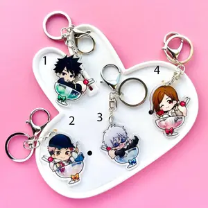 Anime Sorcerers chibi style matching keychains