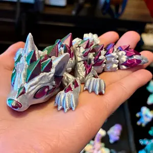 Articulated Mini Crystal Wolves | 3D printed plastic articulated crystal wolf fidget toy sensory desk pet unique gift
