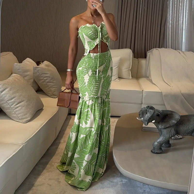 ChicMe Women's Tropical Floral Print Smocked Maxi Dress Ruched Bandeau Cutout Summer Vacation Dress Elegant Shirred Ruffle Hem Mermaid Beach Dress/Summer Dress/Seaside Vacation Sleeveless Skirt - TikTok Shop ChicMe Women's Tropical Floral Print Smocked Maxi Dress Ruched Bandeau Cutout Summer Vacation Dress Elegant Shirred Ruffle Hem Mermaid Beach Dress/Summer Dress/Seaside Vacation Sleeveless Skirt - TikTok Shop