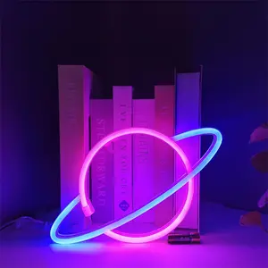LED Neon Light Sign - USB Powered Space Planet Wall Decor with Switch for Bedroom, Gaming Room, Aesthetic Hanging Neon Light