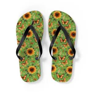Sunflower Butterfly Flip Flops - Vibrant Summer Sandals for Beach Lovers Footwear   Soft Walking Shoes Shoe Lightweight Shoe Boy Nail