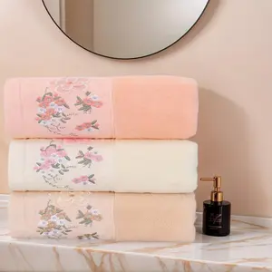 2pcs Embroidered Cotton Towels | Adult Couple'S Thick Absorbent Non-Shedding Towels, Paisley Pattern, Hand Wash Only, Wash Cloths