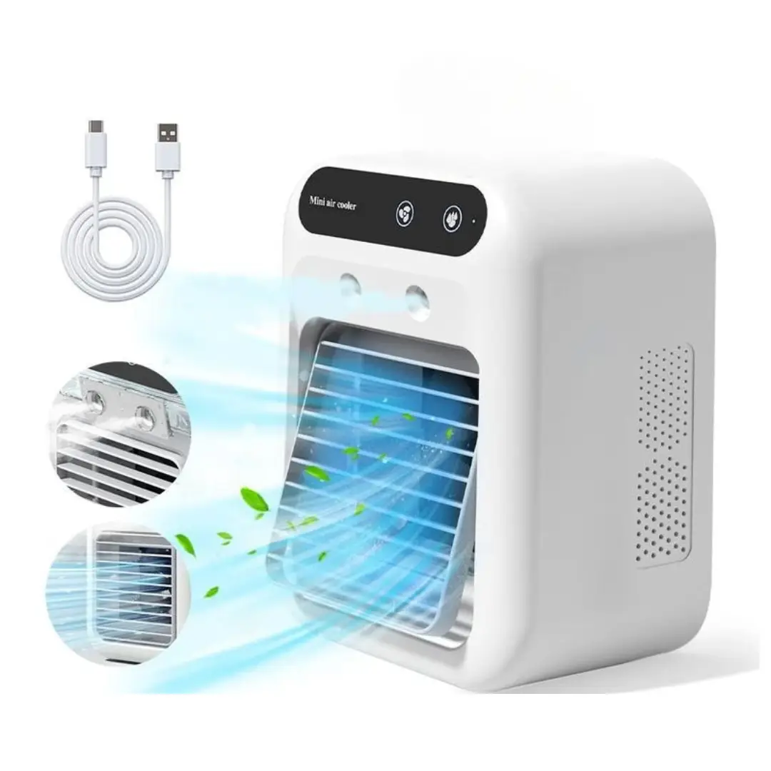 Portable Air Cooler Fan, 3 in 1 Cooling Fan with 2 Spray Speeds, Personal Evaporative Cooler for Bedroom, Office & Camping