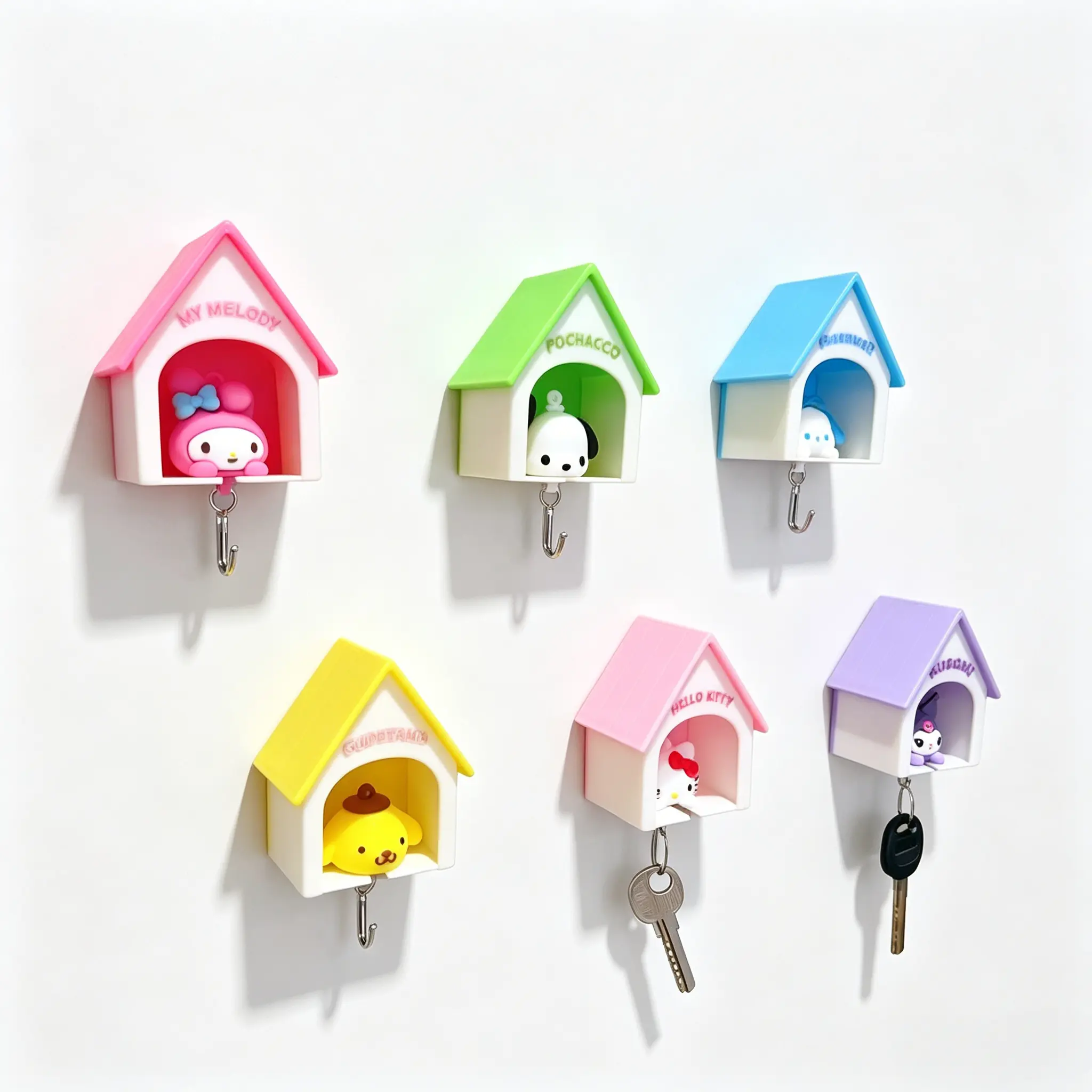 Sanrio House Key Holder - Viral TikTok Kawaii Wall-Mount Key Rack, Home Decor Hook for Entryway Home Storage