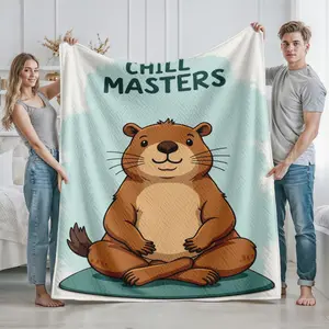 Cute Cartoon Beaver Animal Print Cozy Blanket for Home Living Room Use  Perfect Gift for Nature Lovers and Animal Enthusiasts  Ideal for Christmas  Thanksgiving  and Housewarming Presents  Soft Warm Throw Suitable for Relaxation and Comfort