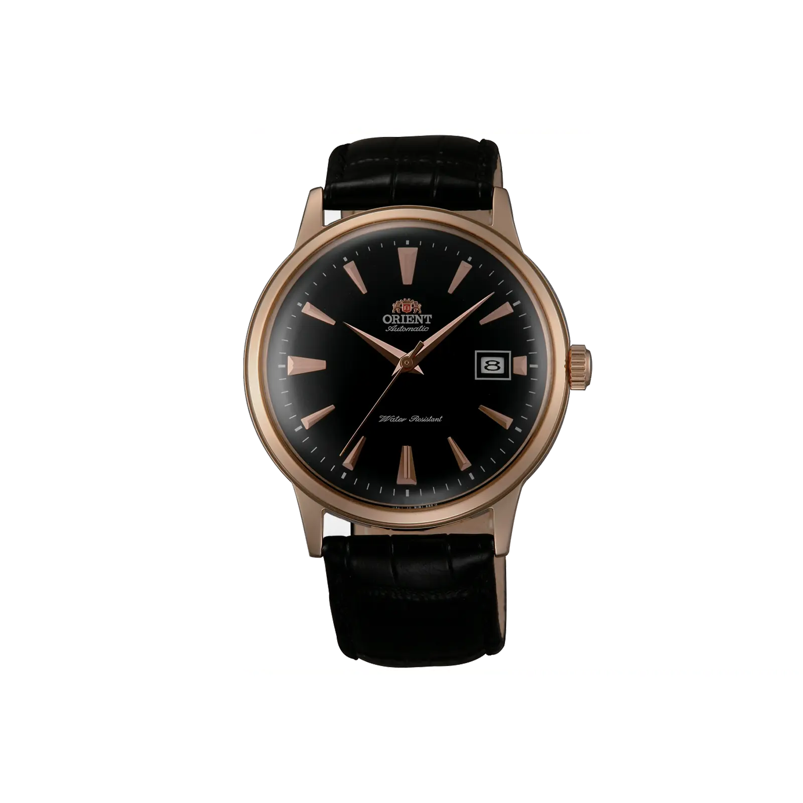 Orient Bambino Version 1 Unisex Fully Automatic Analog Watch - 40.5mm Stainless Steel Case, Black Dial with Date Dial, Leather Band, TAC00001B0, Fully Automatic Watch, Automatic Watches, Leather Strap Watch