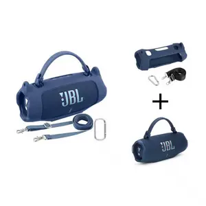party essential  drop-resistant  music JBL Charge 6  cover Waterproof Portable Bluetooth Speaker Silicone Case,Soft Protective Sleeve Cover with Shoulder  Strap for JBL Charge 6 Speaker (Black),