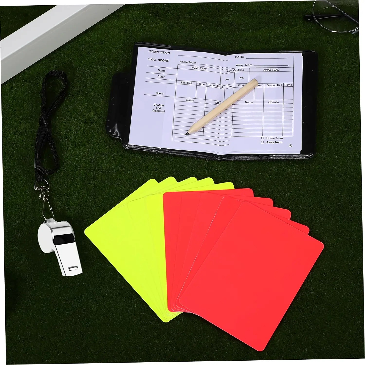 Complete Soccer Referee Kit with Cards, Notebook & Pencil - Portable Red & Yellow Warning Set for School Games  Outdoor Play