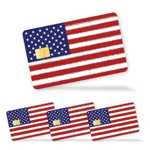 American Flag Credit Card Sticker Cover - Laminated Vinyl Stickers - USA America Debit Card Skin