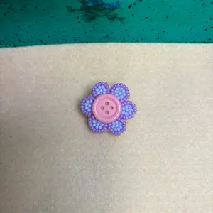 Pink Button Flower Native American Beaded Pin