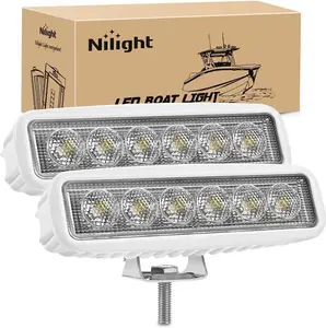 Nilight 2PCS 18W Flush Mount Marine LED Light Bars, Adjustable Angle Aluminum Alloy IP67 Waterproof Boat Fixtures, 150° Broad Flood Beams for Night Fishing, T-Top Stern Deck Dock