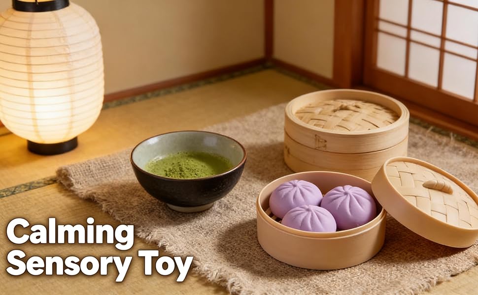 Dumpling Squishies, Glitter Dumpling Mystery Box, Colorful Dumplings Stress Balls Fidget Sensory Toy, Stocking Stuffers with Food Steamer Stretchy Desk Toys