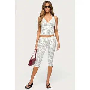 Eloisa Polka Dot Foldover Capri Pants